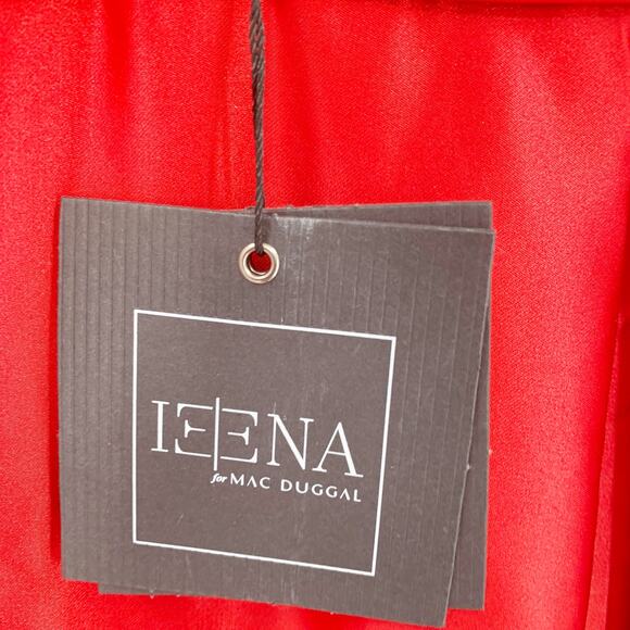 MAC DUGGAL Dress Size 12 Evening Gown Red NEW Puff Sleeve V-Neck Satin - Picture 3 of 7